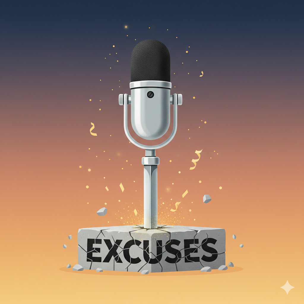 Infographic for podcast episode: 10 reasons people never start a podcast.