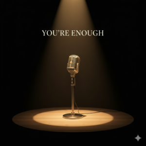 Podcast microphone with text about busting the guest myth for solo podcasting